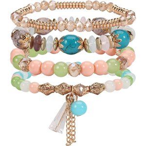 NEW Bohemian Bracelets for Women Stretch Multilayer Colorful Beads Brace…